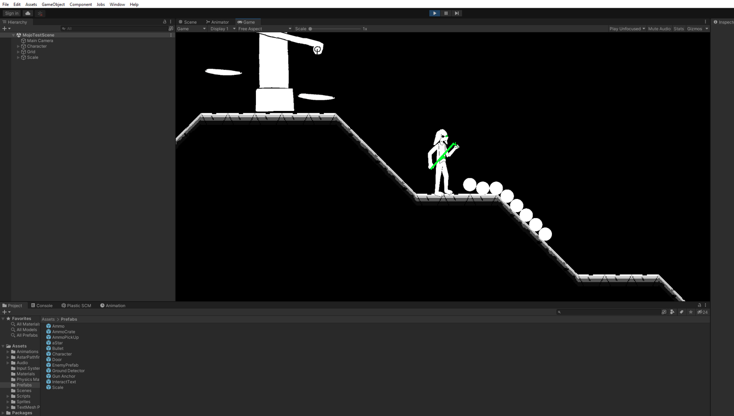 Side-view game prototype with procedural character animation